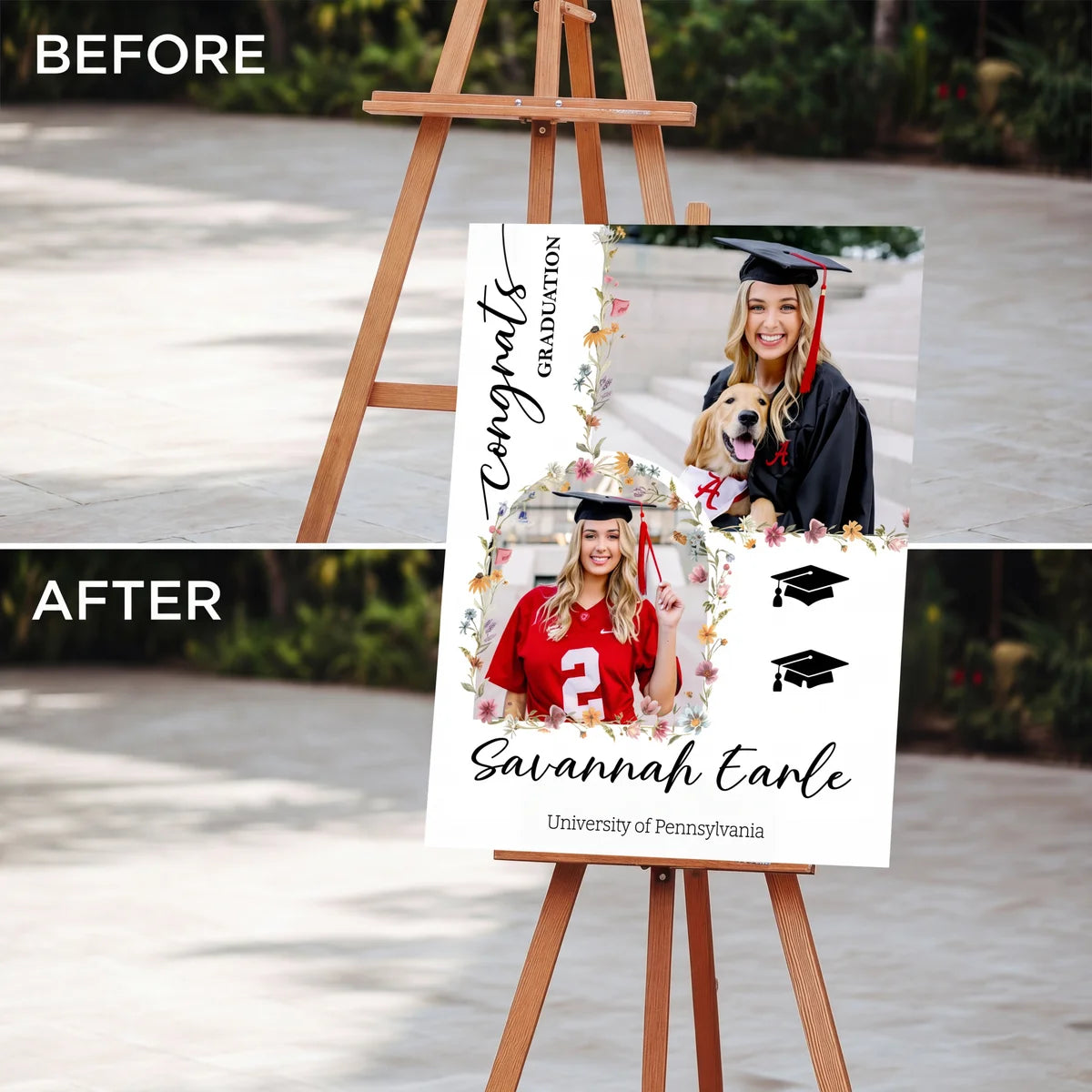 Custom Class Of 2026 Floral - Graduation Party Welcome Sign - Personalized Graduation Decoration