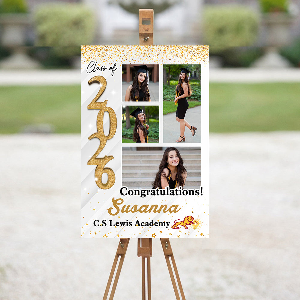 Custom Graduation Party Welcome Sign - Class Of 2026 - Custom Photo Grad Party Sign - Personalized Graduation Decoration