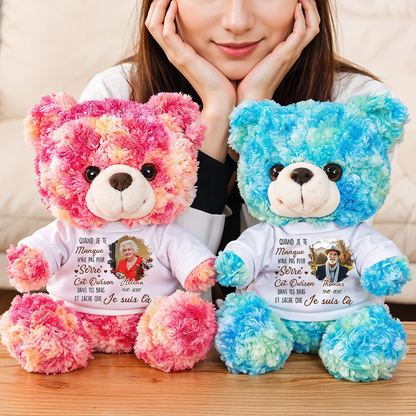 Quand Je Te Manque - Ours En Peluche en T-shirt Personnalisé avec Photo
