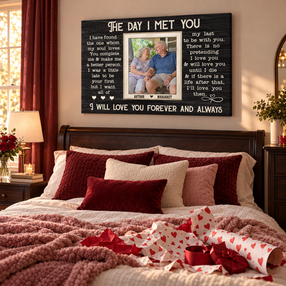 When I Say I Love You More – Gift for Couple – Personalized Wrapped Canvas — frameless gallery-wrapped canvas print, just unboxed as a gift