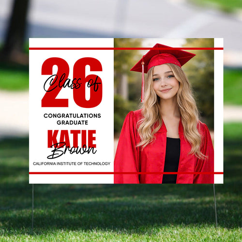 Congratulation Party Lawn Sign, Graduation Gift - Personalized Graduation Lawn Sign With Stake