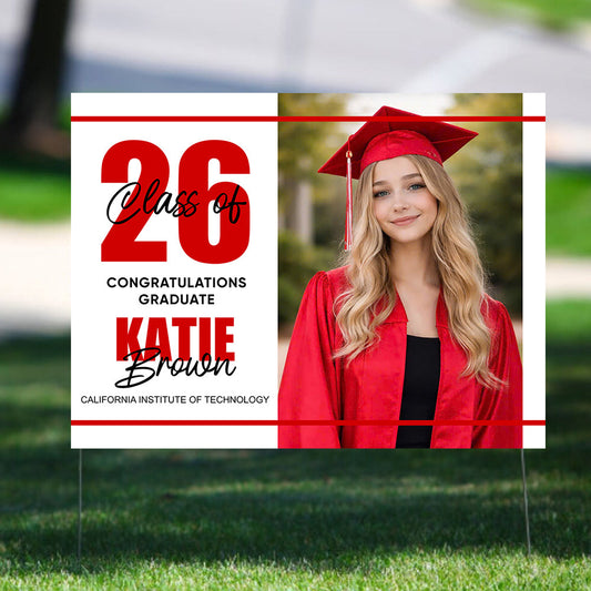 Congratulation Party Lawn Sign, Graduation Gift - Personalized Graduation Lawn Sign With Stake