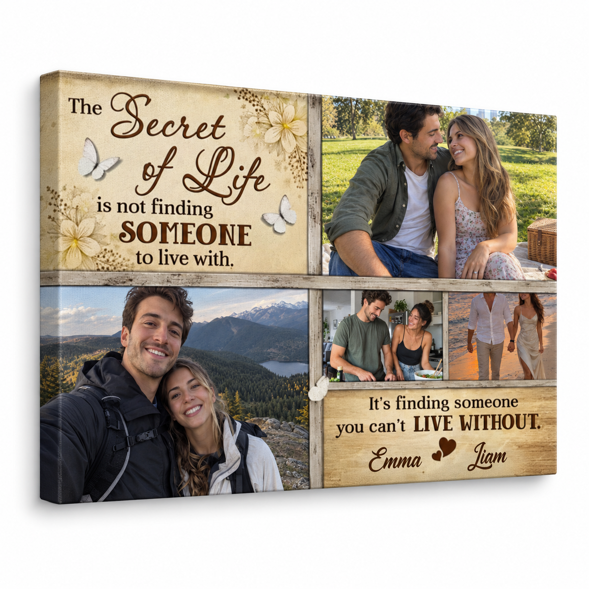 The Secret Of Life Dem – Gifts For Couples – Personalized Canvas — frameless gallery-wrapped canvas print, studio packshot