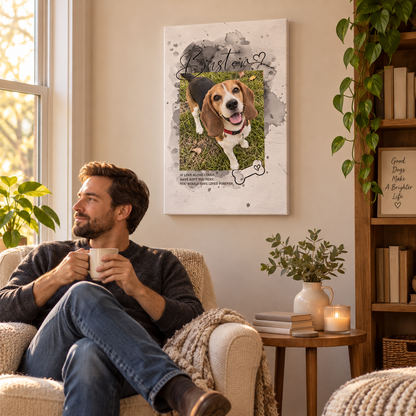 If Love Alone Could Have Kept You Here – Pet Memorial – Personalized Canvas — frameless vertical gallery-wrapped canvas print, in a living room for scale