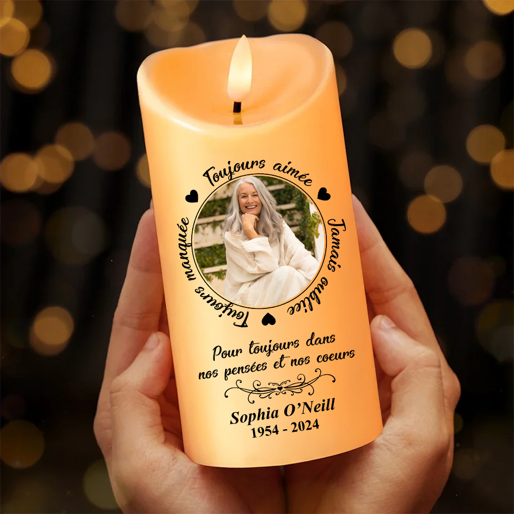 Toujours Manqué - Toujours Aimé - Jamais Oublié - Bougie LED Sans Flamme Personnalisée