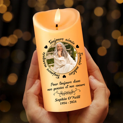 Toujours Manqué - Toujours Aimé - Jamais Oublié - Bougie LED Sans Flamme Personnalisée