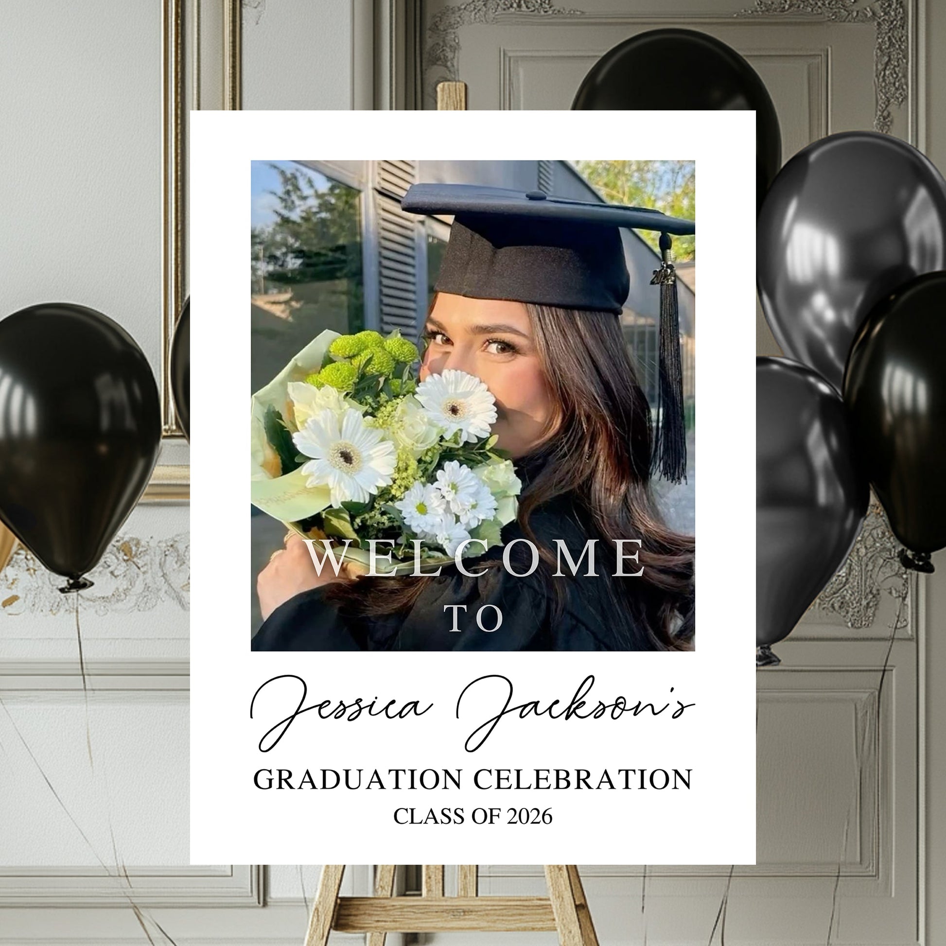 Custom Class Of 2026 - Graduation Party Welcome Sign - Custom Photo Grad Party Sign - Personalized Graduation Decoration - Graduation Sign