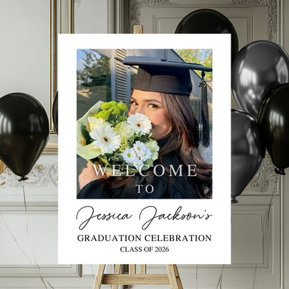 Custom Class Of 2026 - Graduation Party Welcome Sign - Custom Photo Grad Party Sign - Personalized Graduation Decoration - Graduation Sign