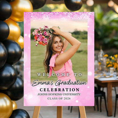 Shine Class Of 2026 Custom Photo - Graduation Party Welcome Sign - Graduation Poster