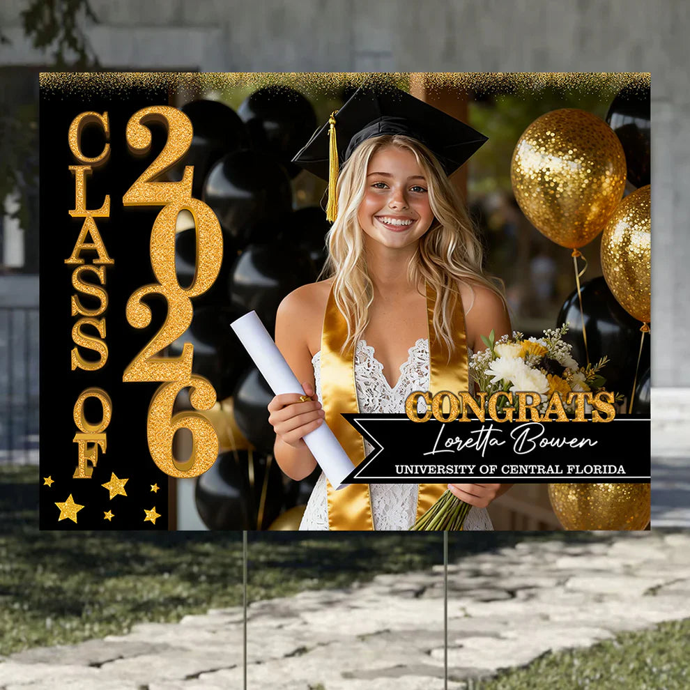 Graduation Party Welcome Sign and Lawn Sign Set - Personalized Graduation Decoration