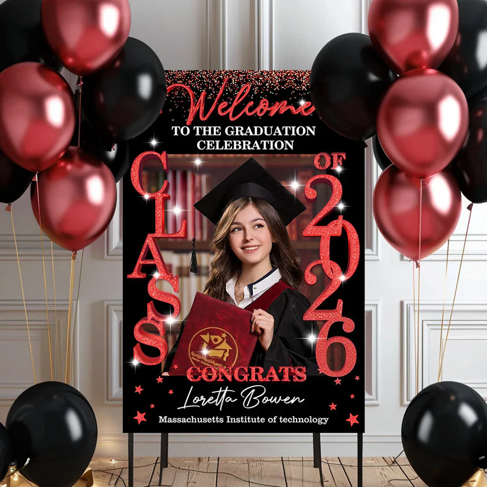 Graduation Party Welcome Sign and Lawn Sign Set - Personalized Graduation Decoration