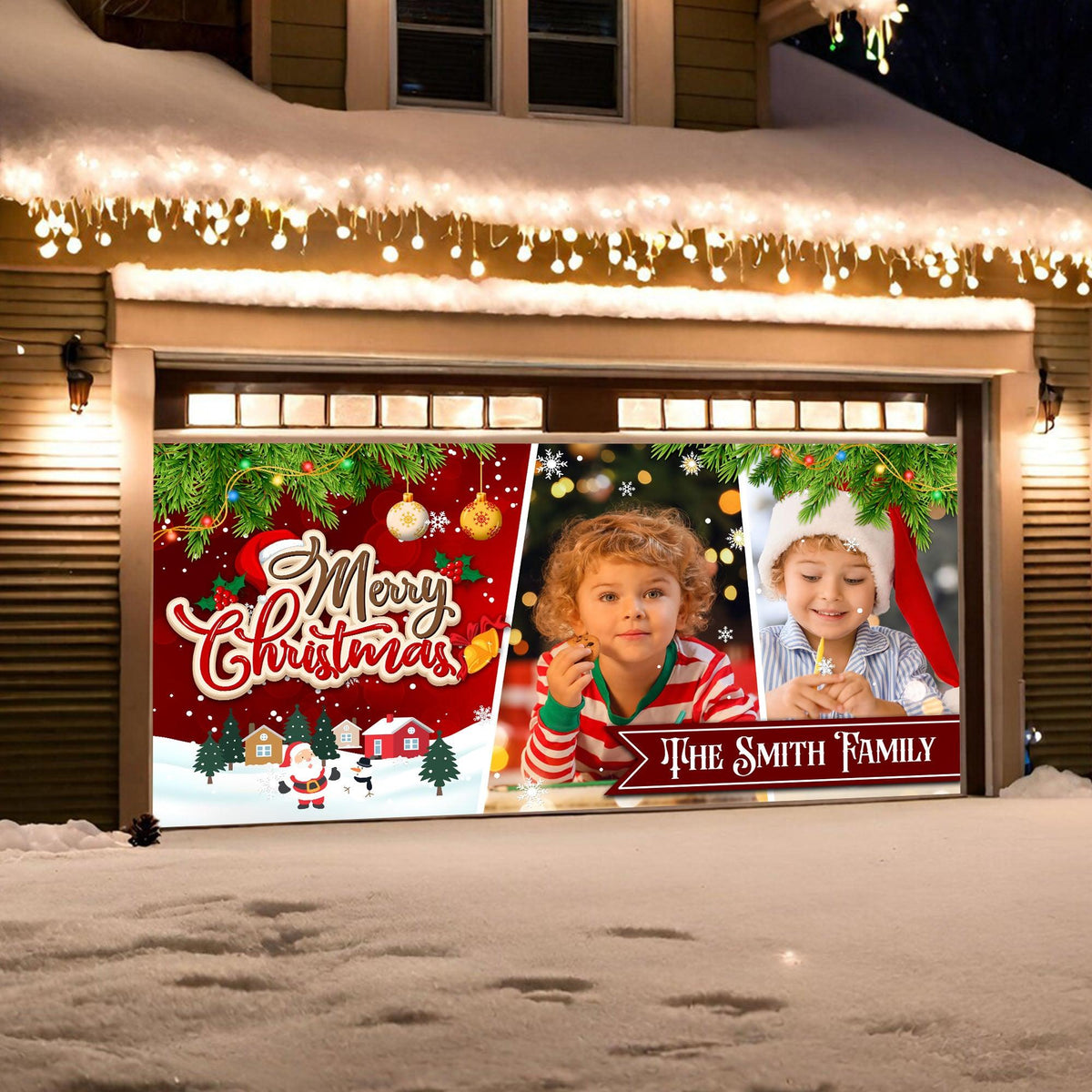 Merry Christmas Garage Door Decorations - Holiday Banner