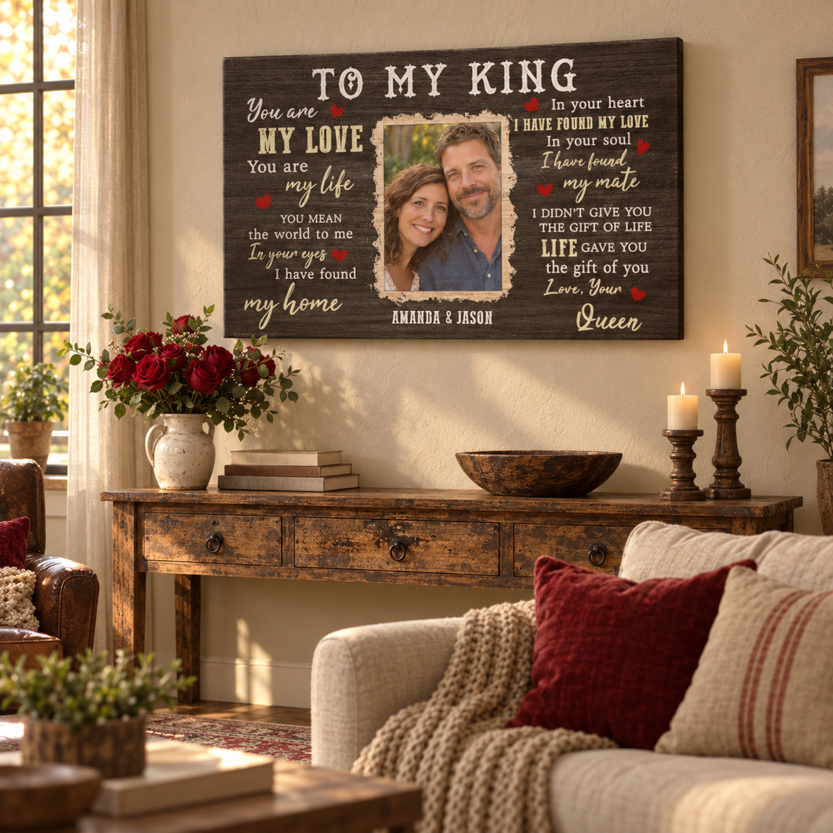 To My King, You Are My Love, You Are My Life – Anniversary Gift – Personalized Canvas — frameless gallery-wrapped canvas print, hanging on the wall