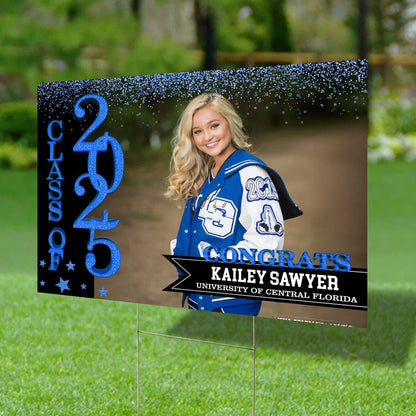 School Name Gold Class Of 2026, Graduation Gift - Personalized Graduation Lawn Sign With Stake