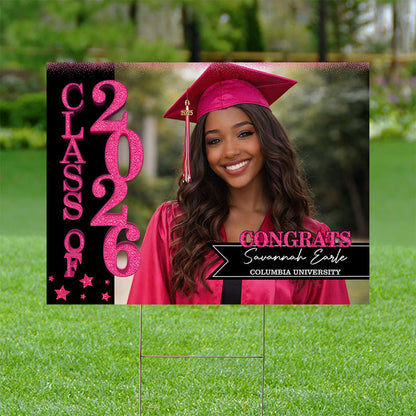 Personalized Graduation Lawn Sign With Stake, Gold Class Of 2026, Graduation Gift