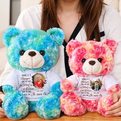 Quand Je Te Manque - Ours En Peluche en T-shirt Personnalisé avec Photo