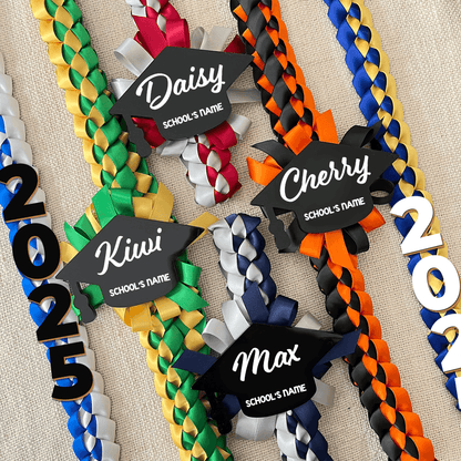 Custom Stole and Ribbon Lei And Acrylic Graduation Cap 2025 - Graduation Lei & Sash Combo