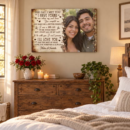 The Day I Met You – Anniversary Gift for Her – Personalized Canvas — frameless gallery-wrapped canvas print, hanging on the wall