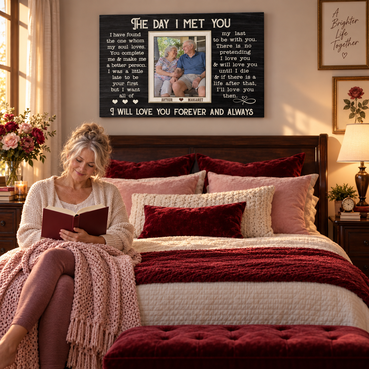 When I Say I Love You More – Gift for Couple – Personalized Wrapped Canvas — frameless gallery-wrapped canvas print, in a living room for scale