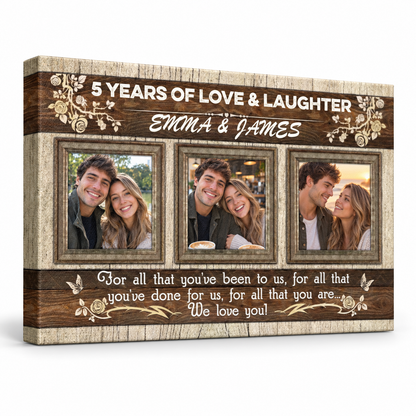Happy Anniversary - Gift for Couples - Personalized Canvas — frameless gallery-wrapped canvas print, studio packshot