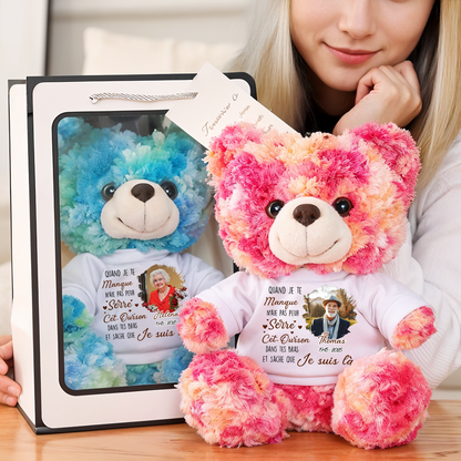 Quand Je Te Manque - Ours En Peluche en T-shirt Personnalisé avec Photo
