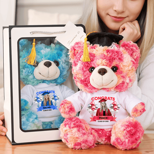 Grad Bear With Personalized Shirt - 2025 Congrats Graduate Bear