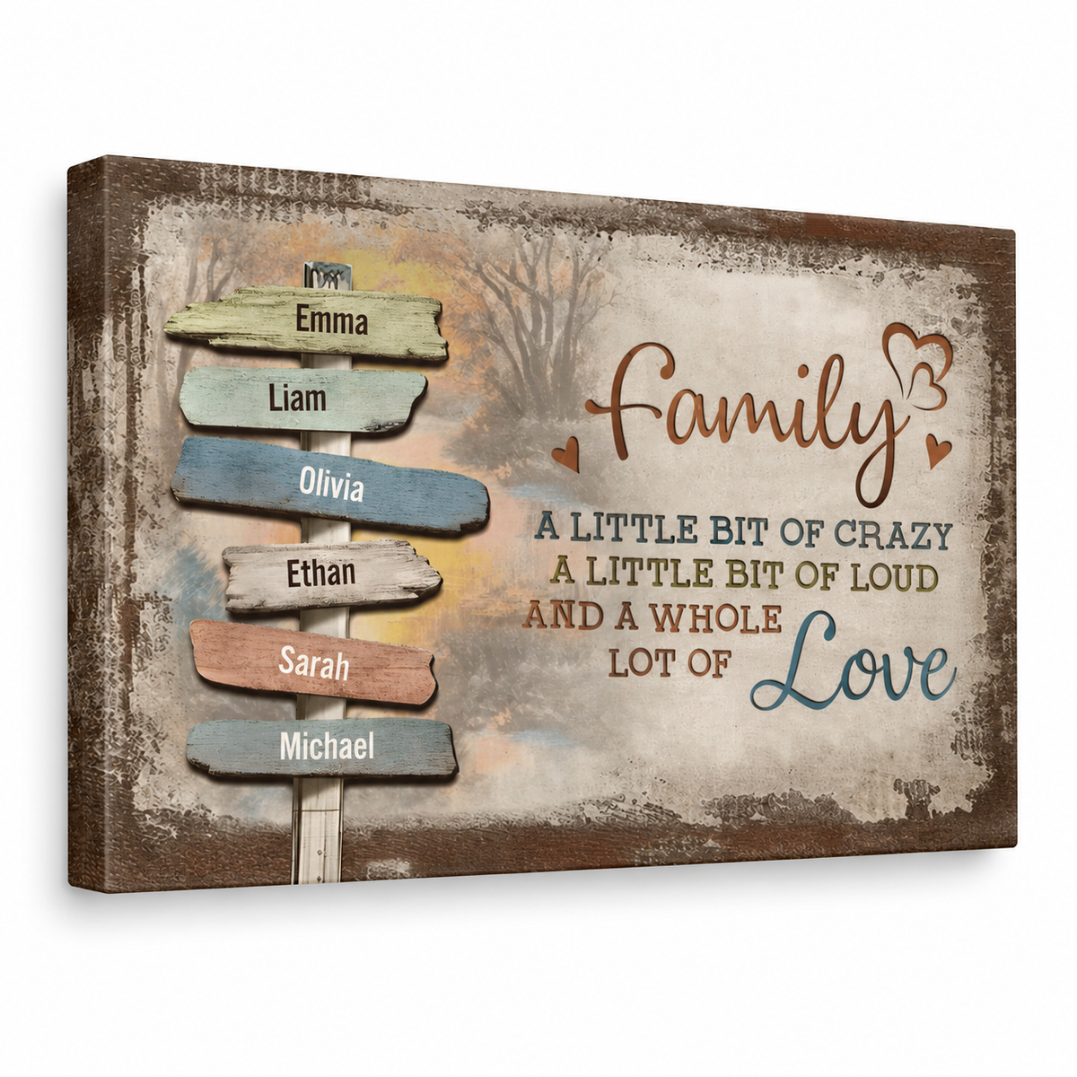 Our Crazy Loud Love Family – Gift for Family – Personalized Canvas — frameless gallery-wrapped canvas print, studio packshot