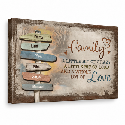 Our Crazy Loud Love Family – Gift for Family – Personalized Canvas — frameless gallery-wrapped canvas print, studio packshot