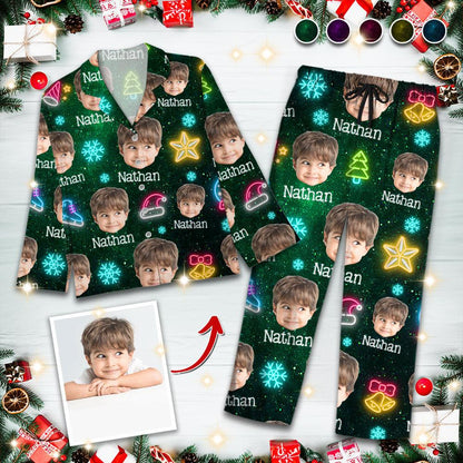 Custom Face Funny Light Up Christmas Pajamas - Personalized Set