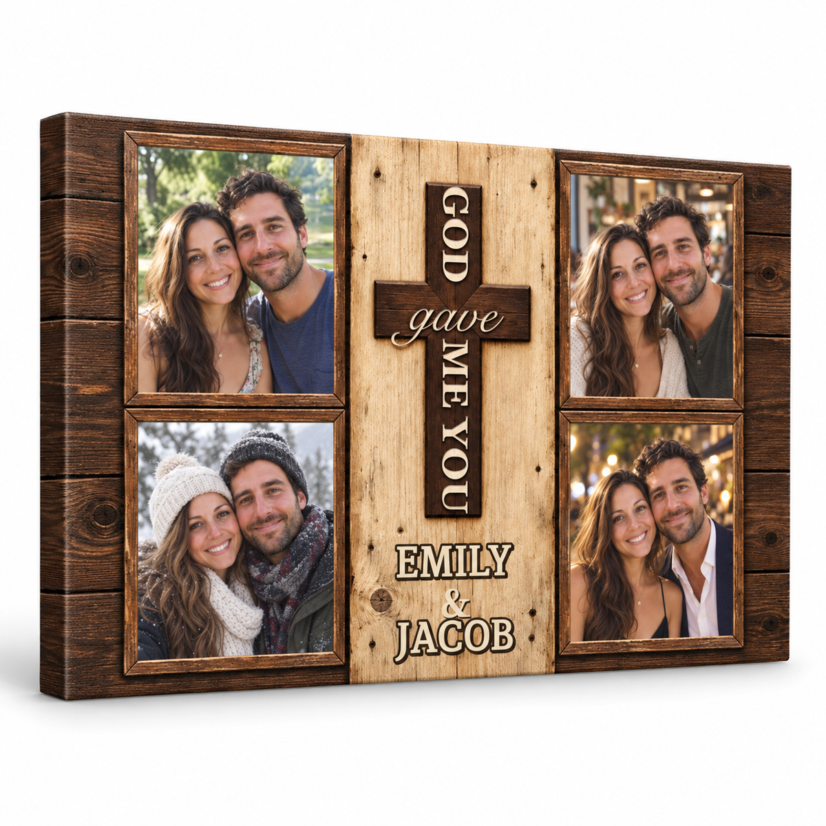 God Gave Me You – Anniversary Gift for Couples – Personalized Photo Canvas — frameless gallery-wrapped canvas print, studio packshot