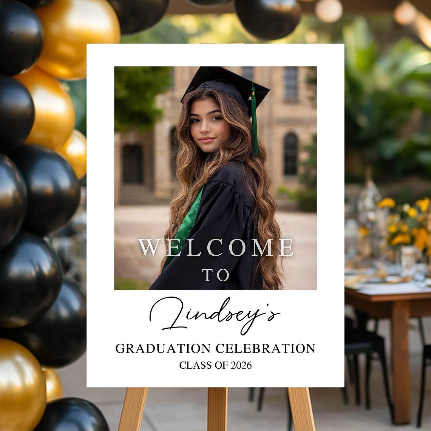 Custom Class Of 2026 - Graduation Party Welcome Sign - Custom Photo Grad Party Sign - Personalized Graduation Decoration - Graduation Sign