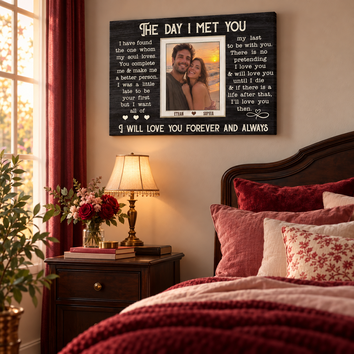 When I Say I Love You More – Gift for Couple – Personalized Wrapped Canvas — frameless gallery-wrapped canvas print, hanging on the wall