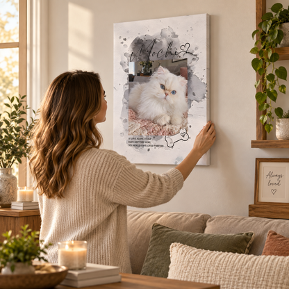 If Love Alone Could Have Kept You Here – Pet Memorial – Personalized Canvas — frameless vertical gallery-wrapped canvas print, being hung on the wall