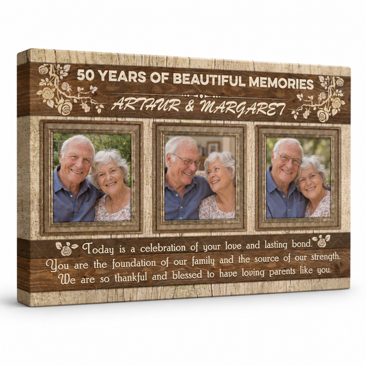 Anniversary Personalized Canvas - Wedding Gift for Couples - Personalized Photo Canvas — frameless gallery-wrapped canvas print, studio packshot