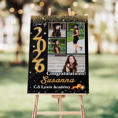 Custom Graduation Party Welcome Sign - Class Of 2026 - Custom Photo Grad Party Sign - Personalized Graduation Decoration