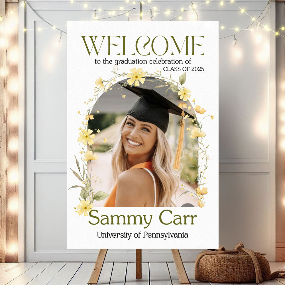 Wildflower Welcome Sign - Custom Class Of 2026 Graduation Party Welcome Sign - Wildflower Graduation Party Welcome Sign