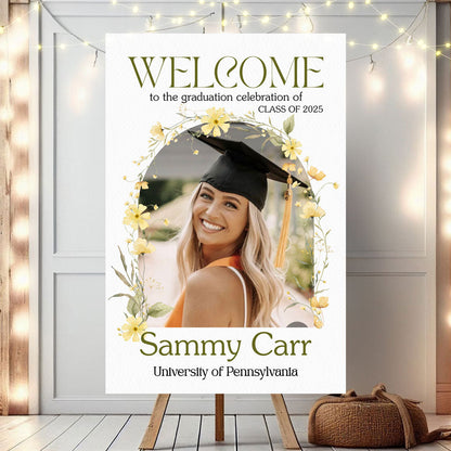 Wildflower Welcome Sign - Custom Class Of 2026 Graduation Party Welcome Sign - Wildflower Graduation Party Welcome Sign