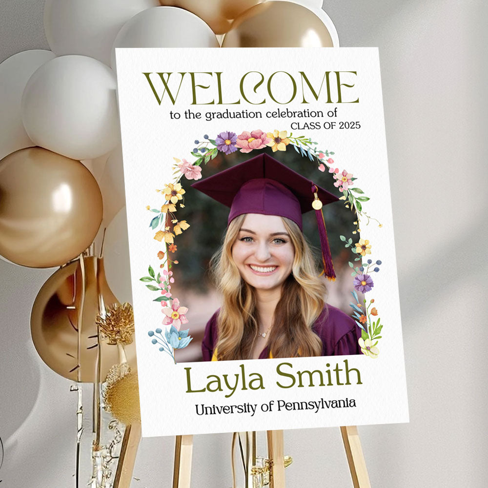 Wildflower Welcome Sign - Custom Class Of 2026 Graduation Party Welcome Sign - Wildflower Graduation Party Welcome Sign