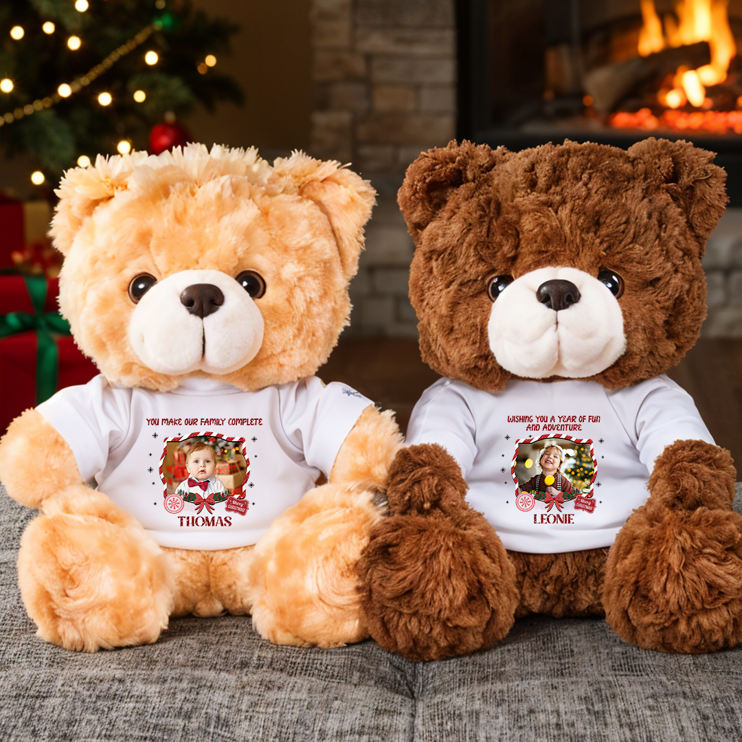 Christmas Family Together - Teddy Bear With Personalized Photo Shirt