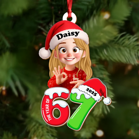Custom '6 7' Six Seven Slang Meme For Kids Teenagers - Wood Ornament 2 Layered