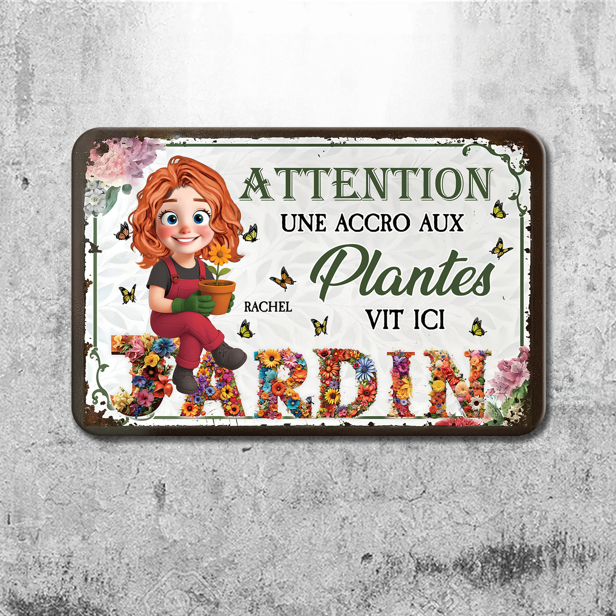Attention ! Une Accro Aux Plantes Vit Ici – Plaque En Métal Personnalisée