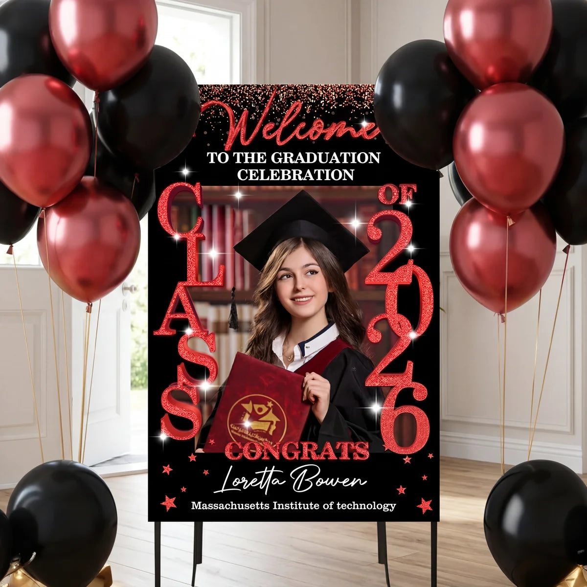 Class Of 2026 - Graduation Party Welcome Sign - Custom Photo Grad Party Sign - Personalized Graduation Decoration