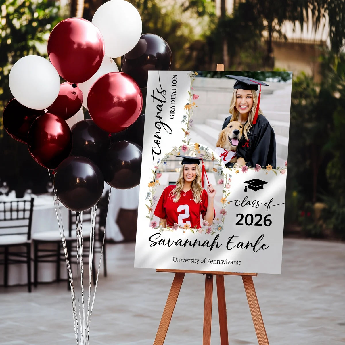 Custom Class Of 2026 Floral - Graduation Party Welcome Sign - Personalized Graduation Decoration