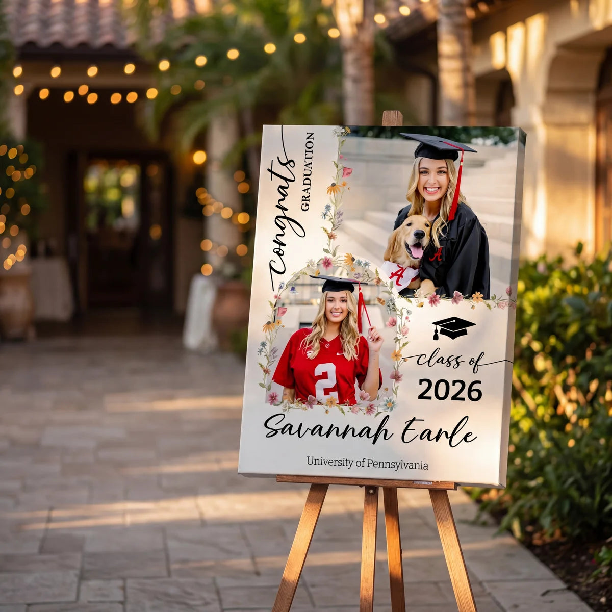 Custom Class Of 2026 Floral - Graduation Party Welcome Sign - Personalized Graduation Decoration