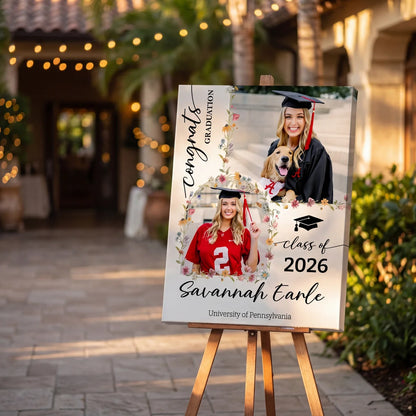 Custom Class Of 2026 Floral - Graduation Party Welcome Sign - Personalized Graduation Decoration