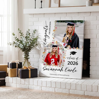 Custom Class Of 2026 Floral - Graduation Party Welcome Sign - Personalized Graduation Decoration