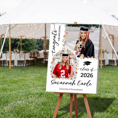 Custom Class Of 2026 Floral - Graduation Party Welcome Sign - Personalized Graduation Decoration