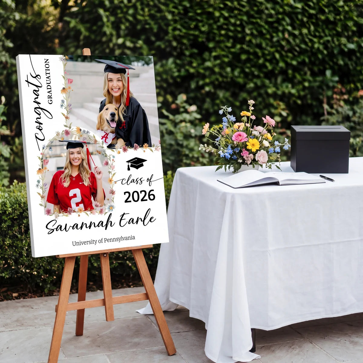 Custom Class Of 2026 Floral - Graduation Party Welcome Sign - Personalized Graduation Decoration