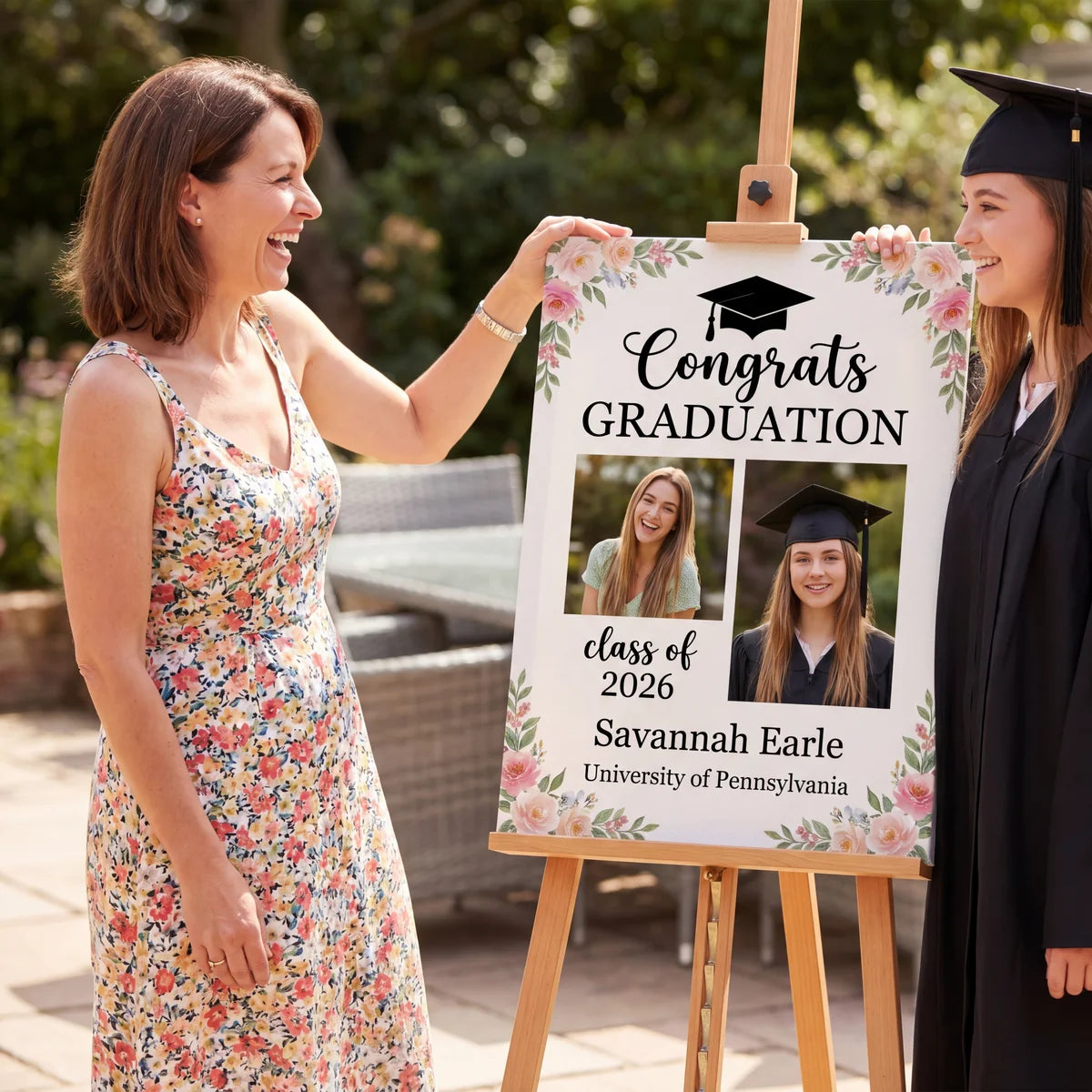 Custom Class Of 2026 Floral - Graduation Party Welcome Sign - Personalized Graduation Decoration