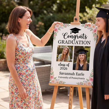 Custom Class Of 2026 Floral - Graduation Party Welcome Sign - Personalized Graduation Decoration
